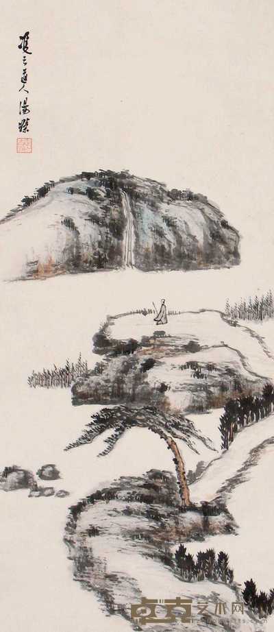 汤涤 山水 立轴 84×37cm